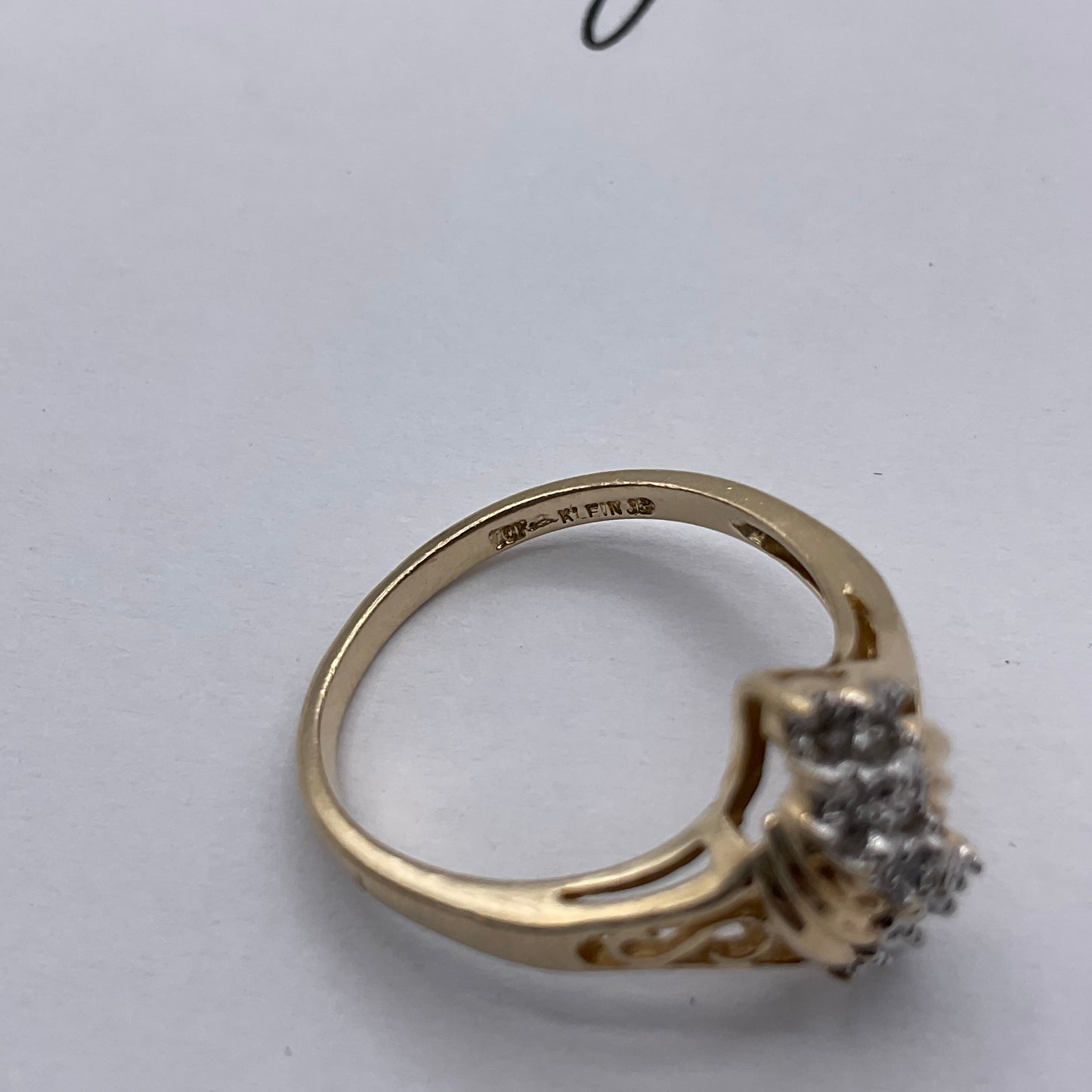 14K Yellow Gold & White Gold Diamond Cluster Ring – Size 5.5