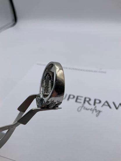 10K White Gold Diamond Cluster Ring with Princess Cut & Baguettes – Size 9.5 – 10g