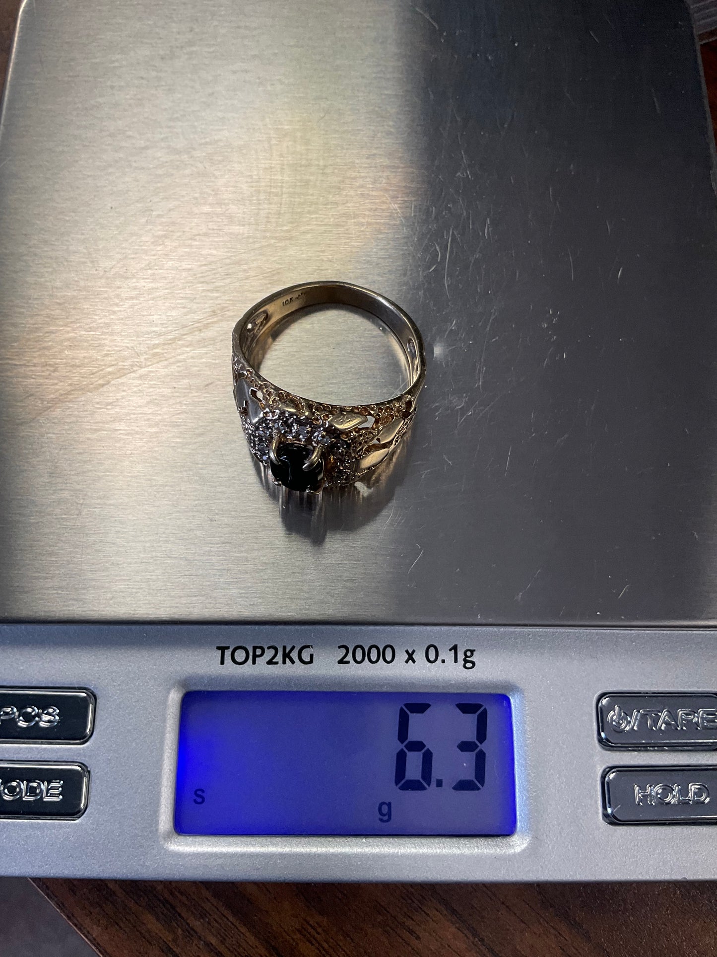 10K Yellow Gold Black Onyx & Diamond Ring – Size 11 – 6.3g