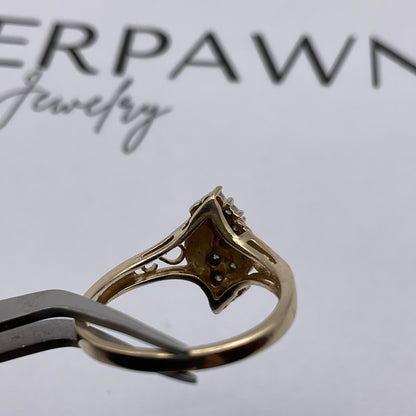 14K Yellow Gold & White Gold Diamond Cluster Ring – Size 5.5