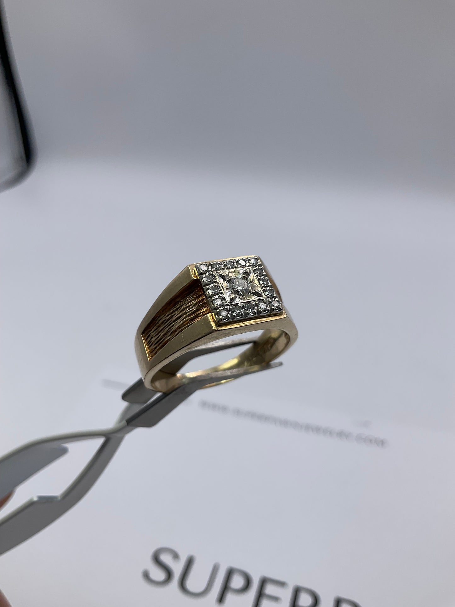 14K Yellow Gold & White Gold Diamond Cluster Ring – 6.6g – Size 11.5