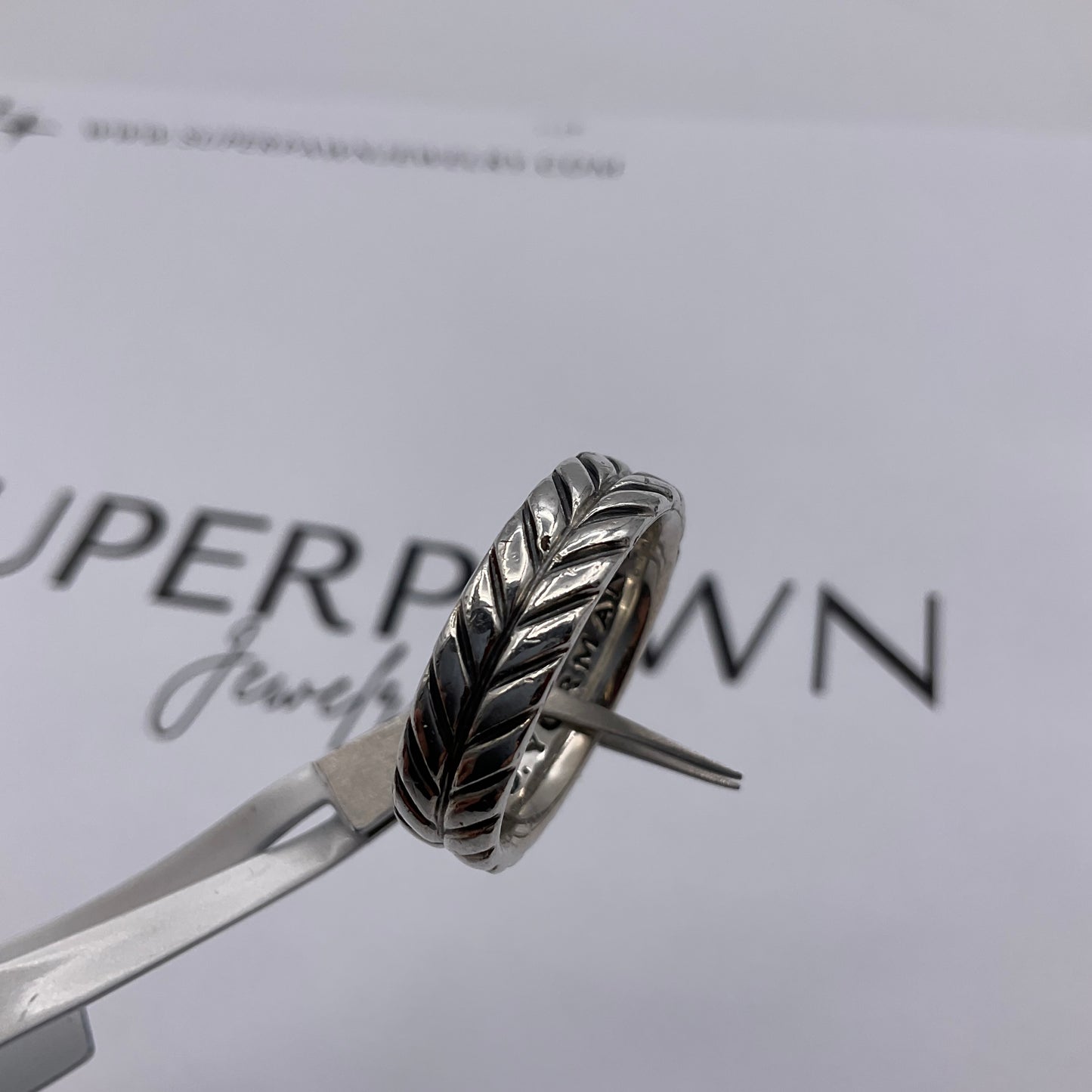 David Yurman 925 Sterling Silver Chevron 6mm Band – Size 9.5