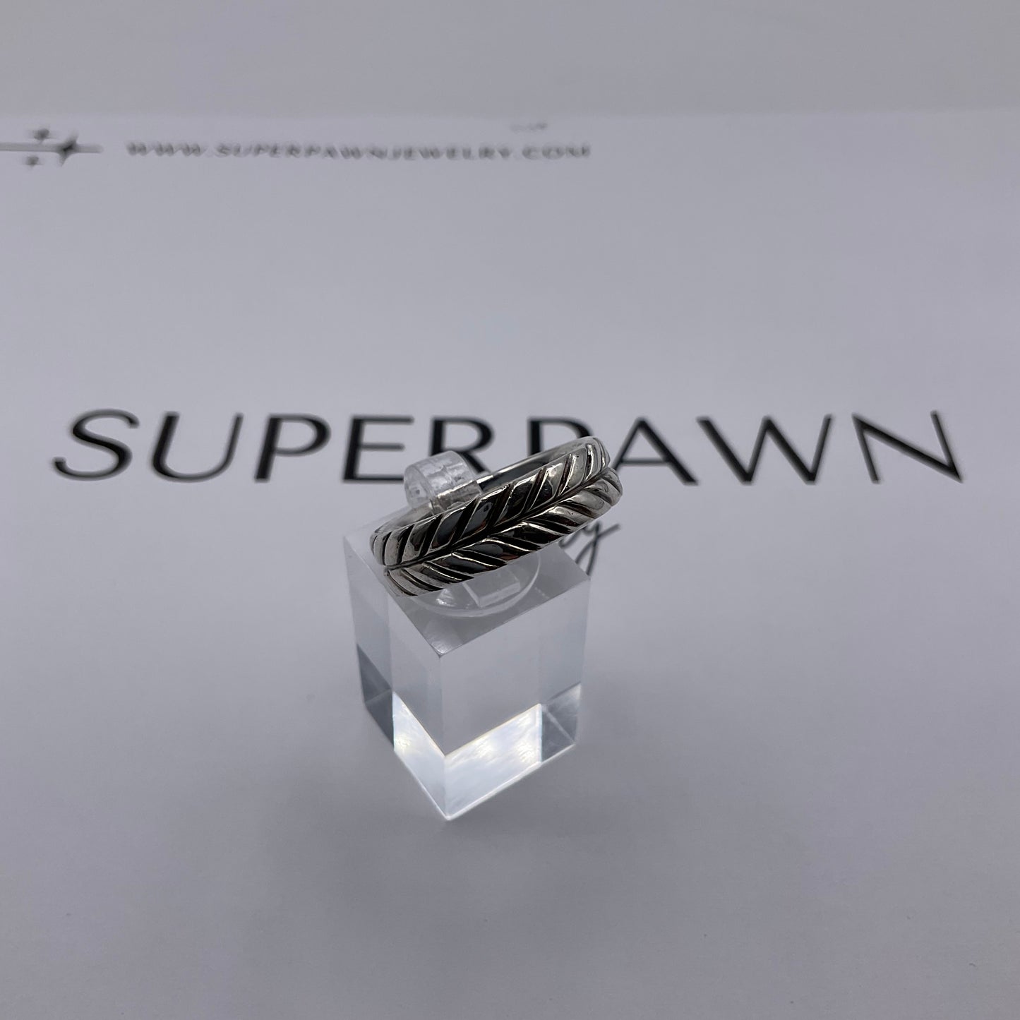 David Yurman 925 Sterling Silver Chevron 6mm Band – Size 9.5