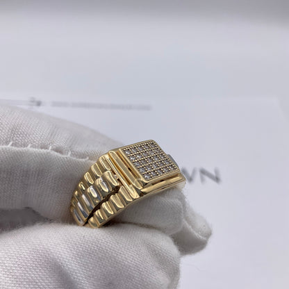 5.5g 14k Two Tone Gold Rolex Jubilee Style Men's Diamond Ring Size 9.5