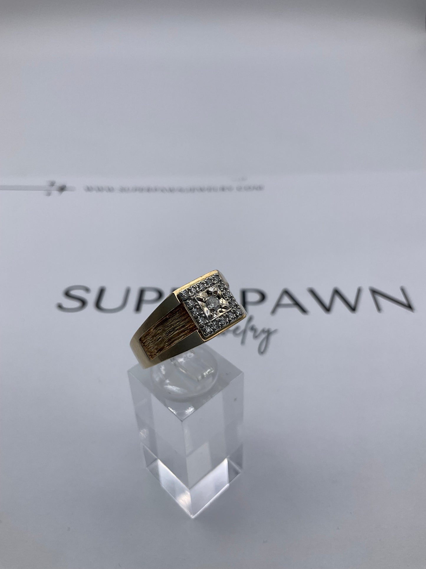 14K Yellow Gold & White Gold Diamond Cluster Ring – 6.6g – Size 11.5