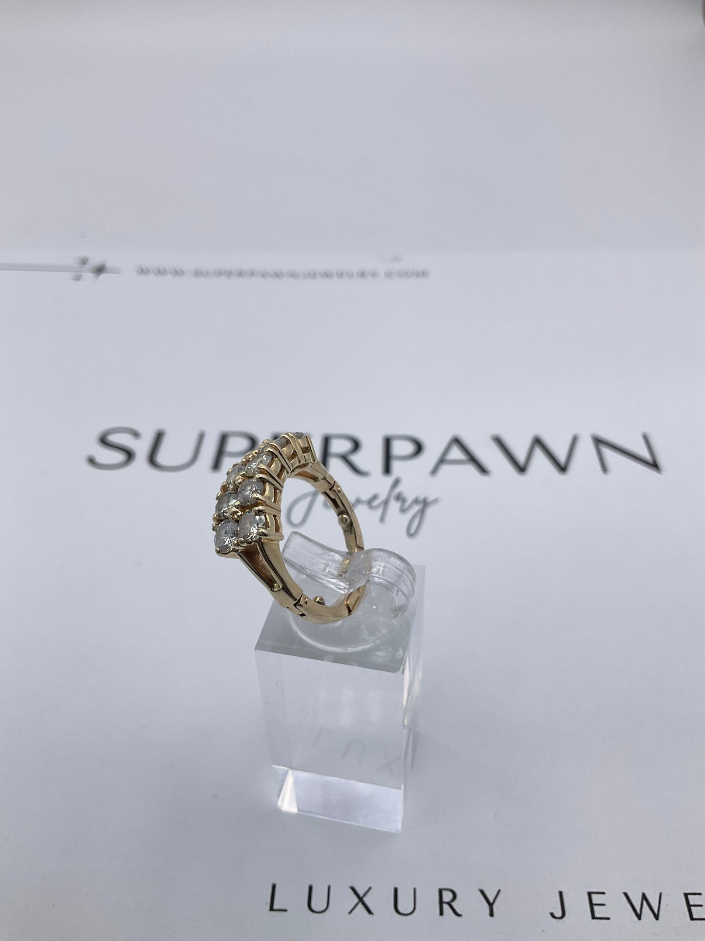14K Yellow Gold Diamond Clasp Design Ring – Size 5.5 – 5.8g