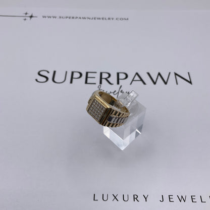 5.5g 14k Two Tone Gold Rolex Jubilee Style Men's Diamond Ring Size 9.5