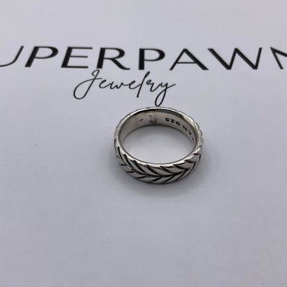 David Yurman 925 Sterling Silver Chevron 6mm Band – Size 9.5
