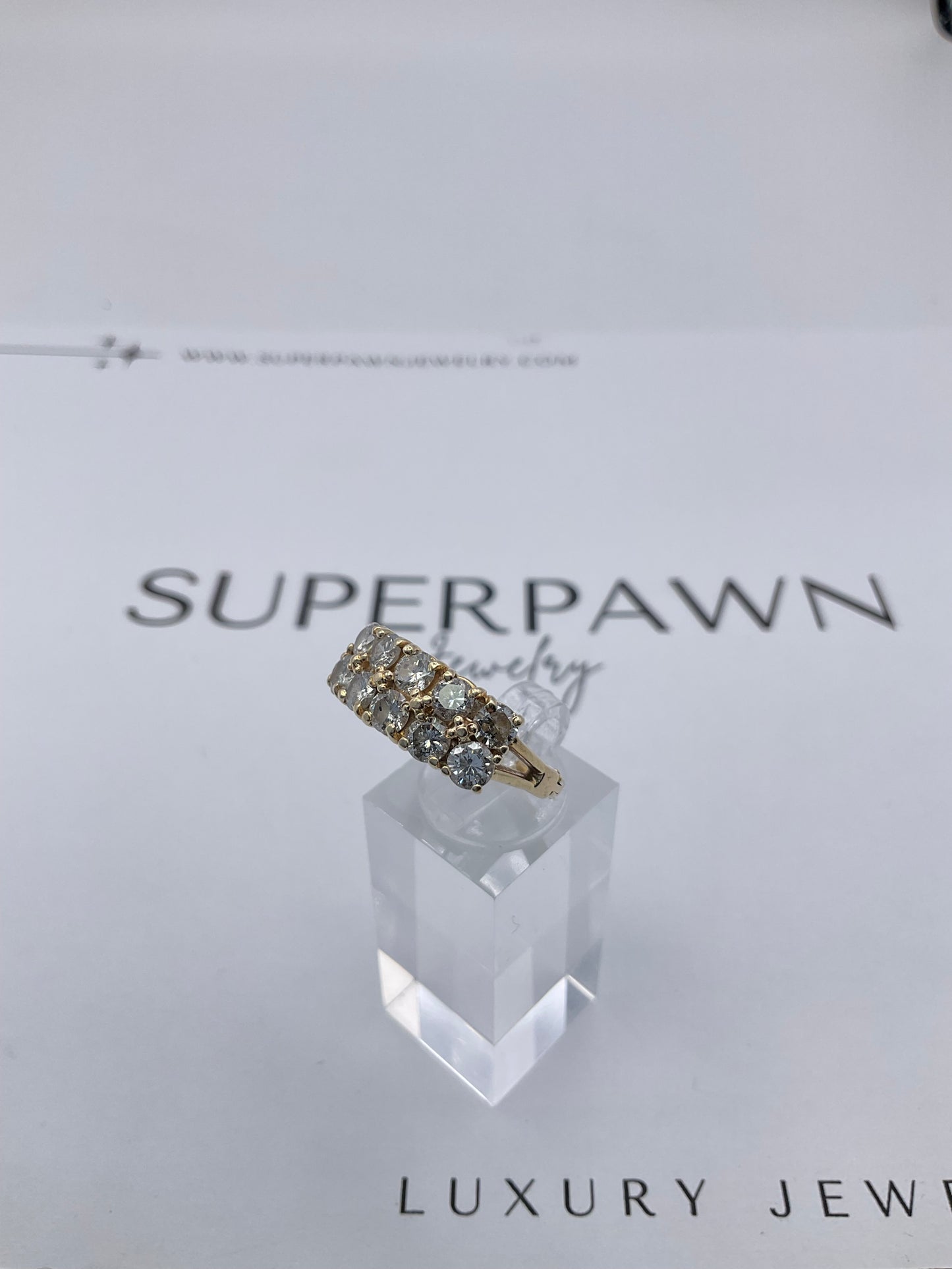 14K Yellow Gold Diamond Clasp Design Ring – Size 5.5 – 5.8g