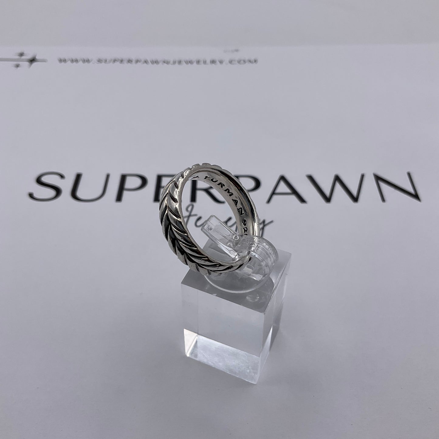 David Yurman 925 Sterling Silver Chevron 6mm Band – Size 9.5