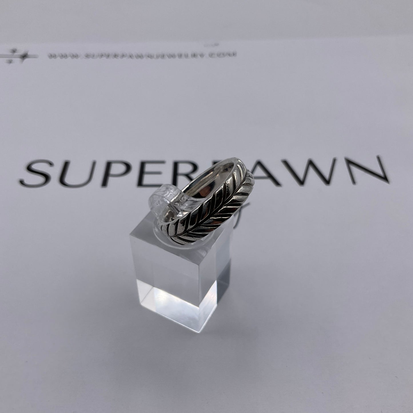 David Yurman 925 Sterling Silver Chevron 6mm Band – Size 9.5