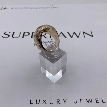 Vintage 10K Yellow Gold 5ct Red Oval Gemstone State College Class Ring