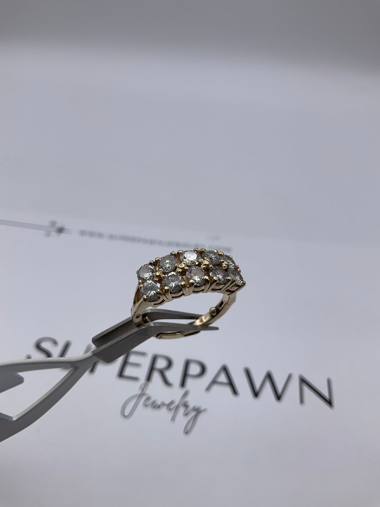 14K Yellow Gold Diamond Clasp Design Ring – Size 5.5 – 5.8g