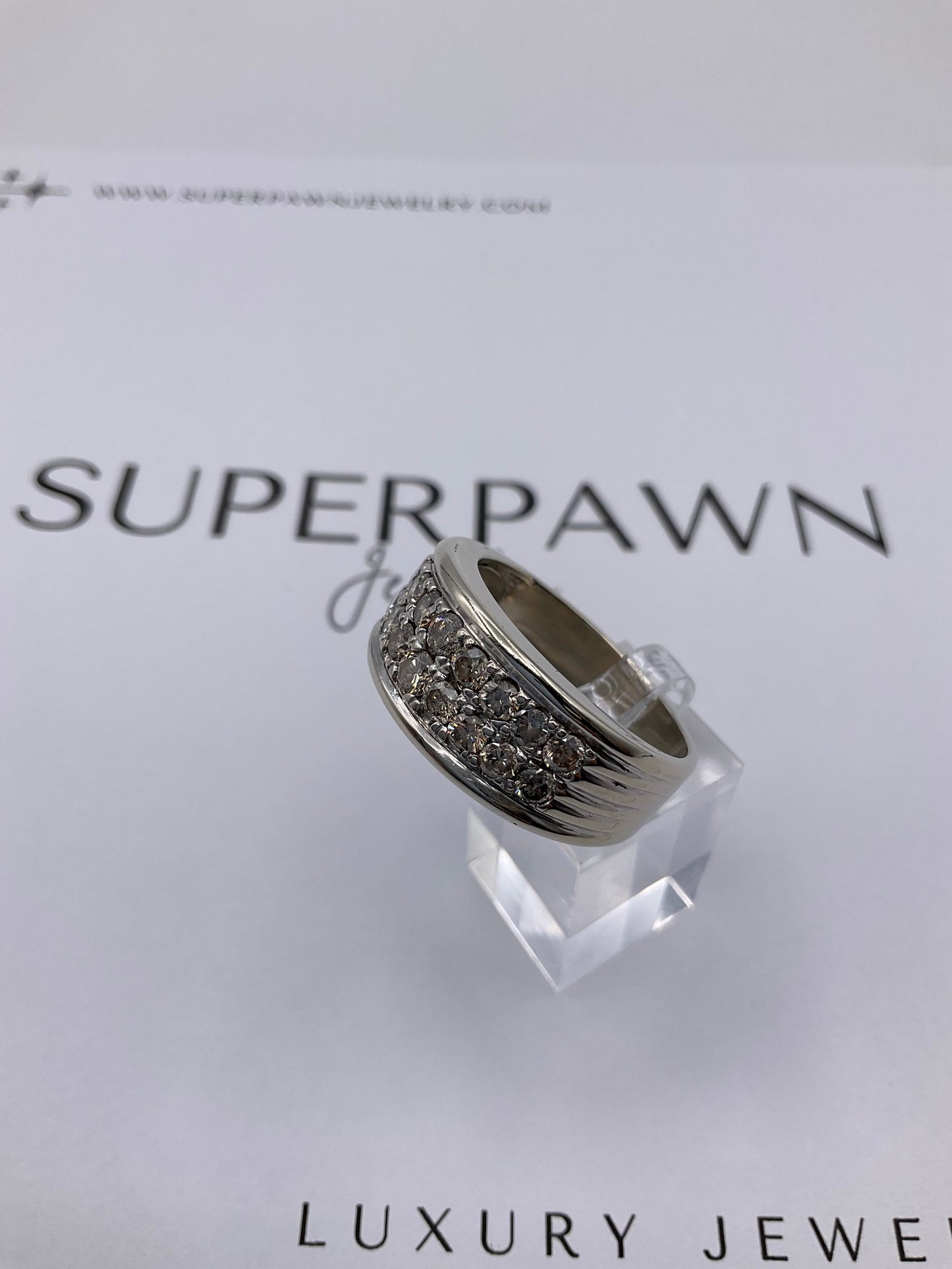 14.2g 14k White Gold Men's Diamond Band Size 14