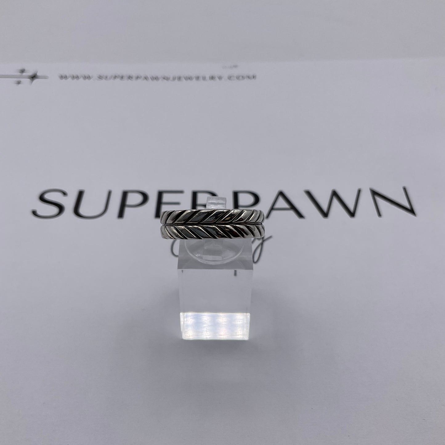 David Yurman 925 Sterling Silver Chevron 6mm Band – Size 9.5