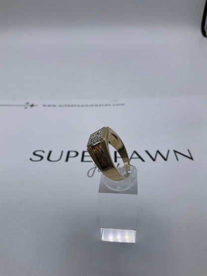 14K Yellow Gold & White Gold Diamond Cluster Ring – 6.6g – Size 11.5