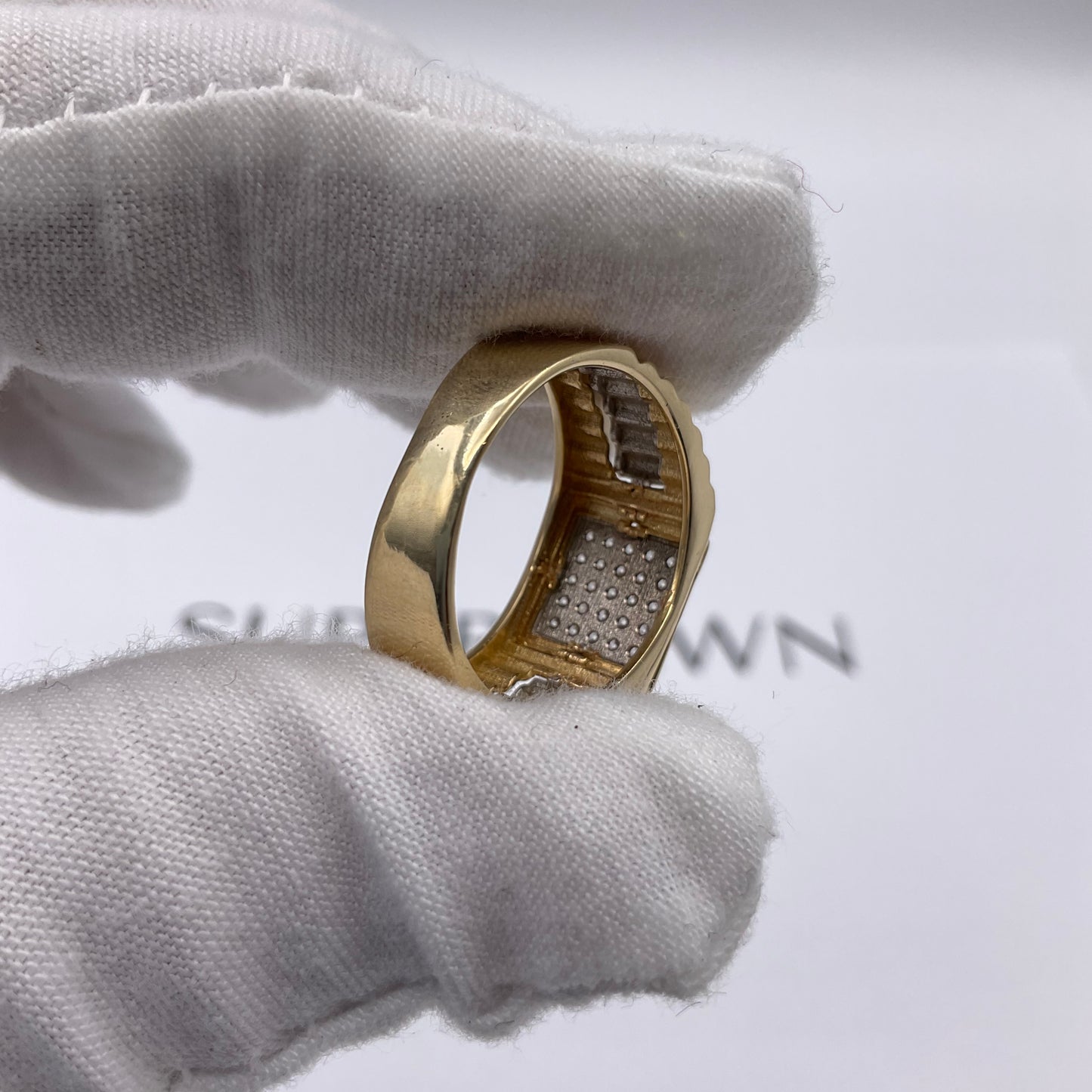 5.5g 14k Two Tone Gold Rolex Jubilee Style Men's Diamond Ring Size 9.5