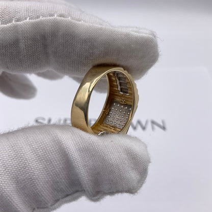 5.5g 14k Two Tone Gold Rolex Jubilee Style Men's Diamond Ring Size 9.5