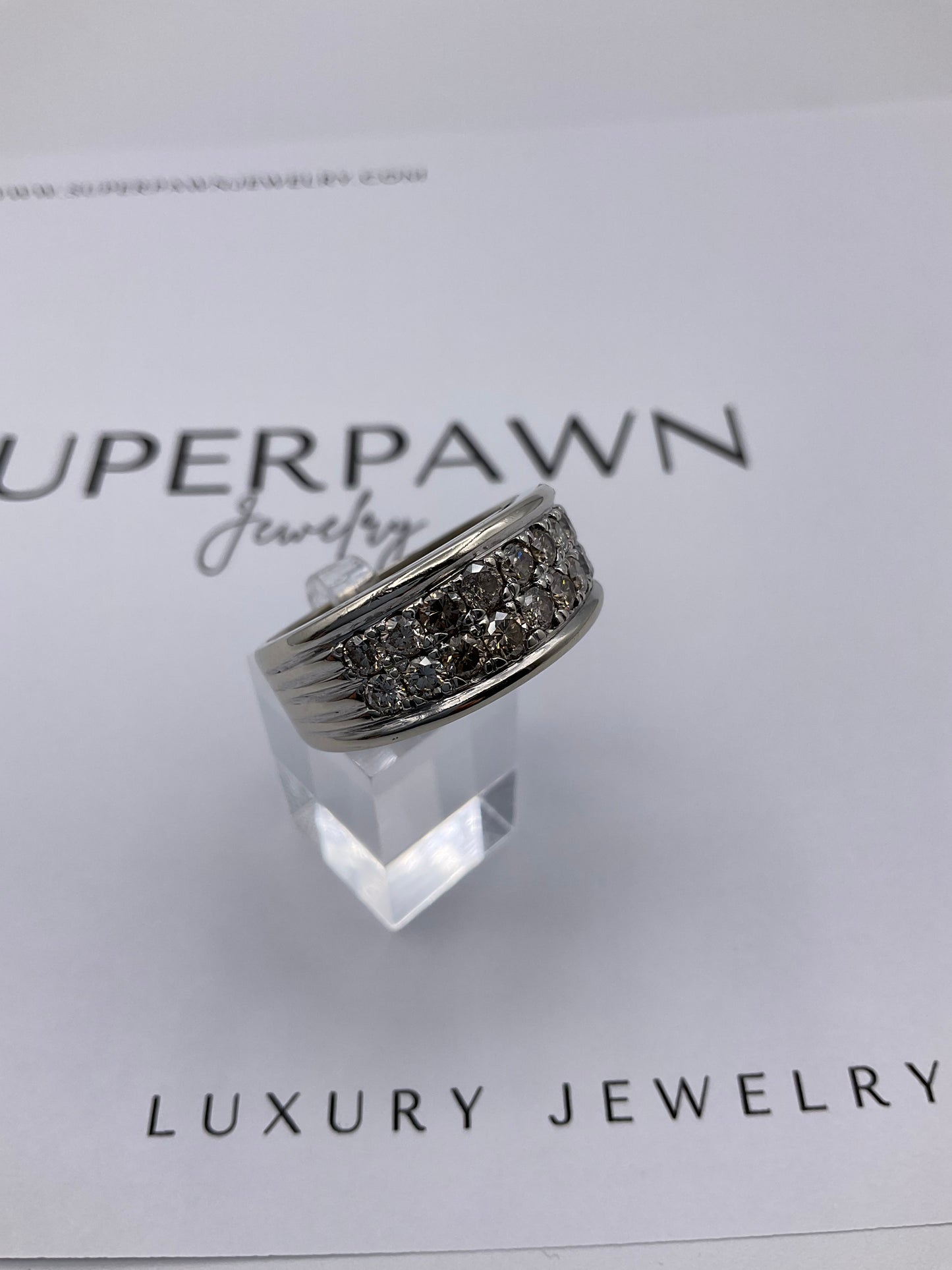 14.2g 14k White Gold Men's Diamond Band Size 14