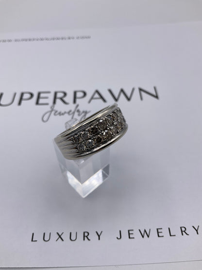 14.2g 14k White Gold Men's Diamond Band Size 14