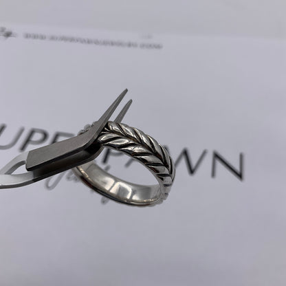 David Yurman 925 Sterling Silver Chevron 6mm Band – Size 9.5