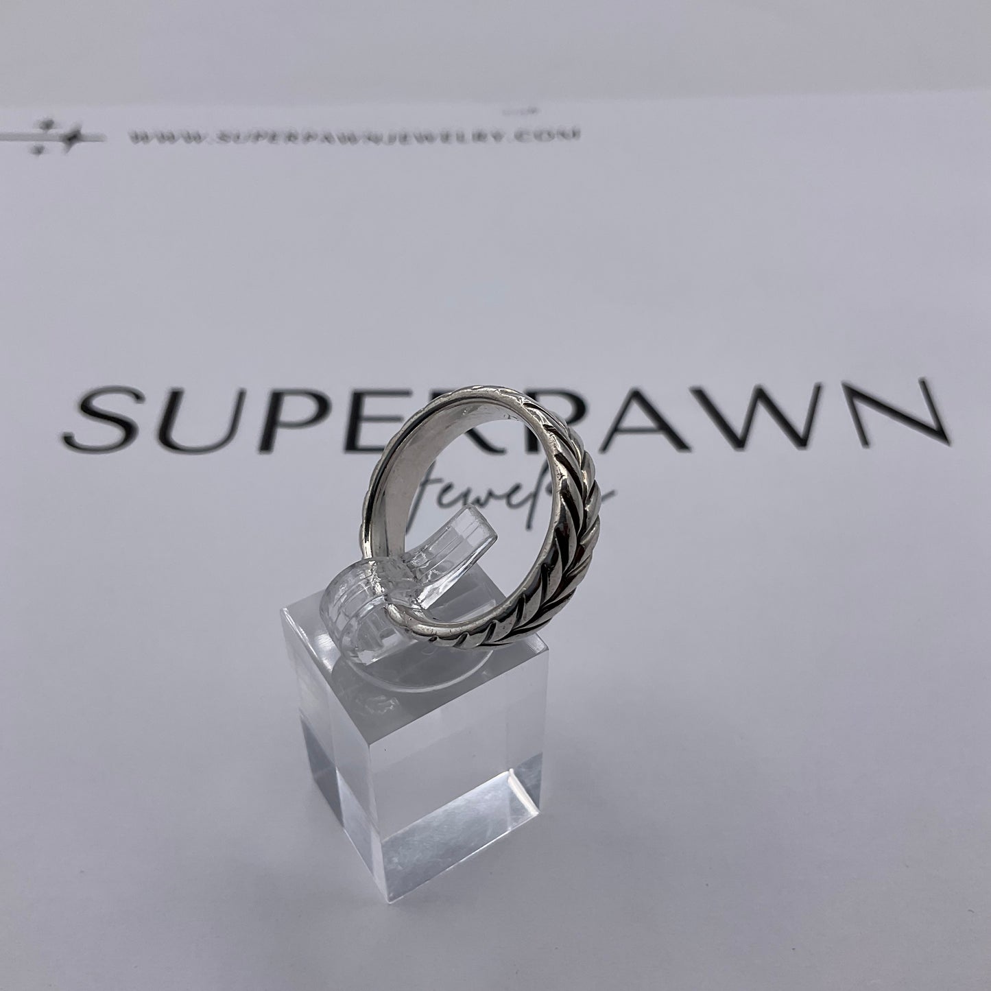 David Yurman 925 Sterling Silver Chevron 6mm Band – Size 9.5