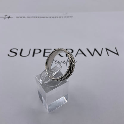 David Yurman 925 Sterling Silver Chevron 6mm Band – Size 9.5