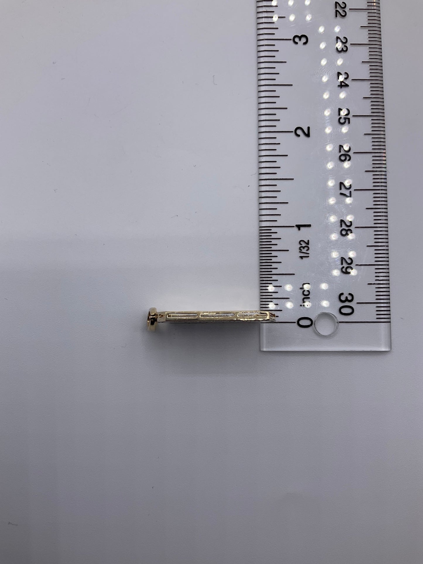 10K Yellow Gold Diamond Cross Dog Tag Pendant 4.6g