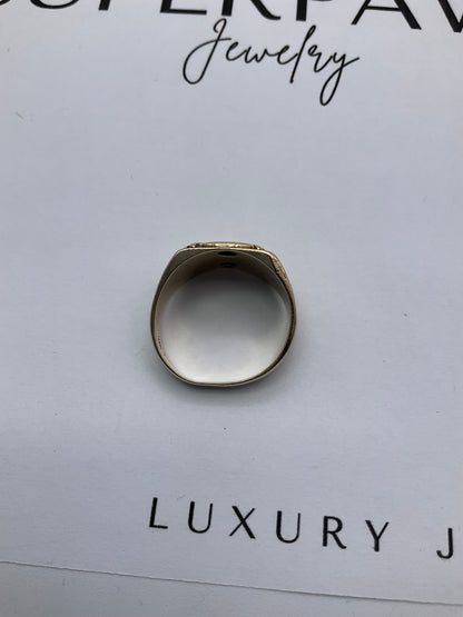 10K Yellow Gold Masonic Compass Ring with Diamond – Size 9.5 – 7.1g
