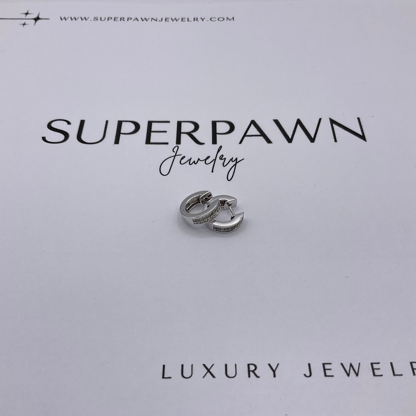 4.4g 14k White Gold Princess Cut Diamond Earrings