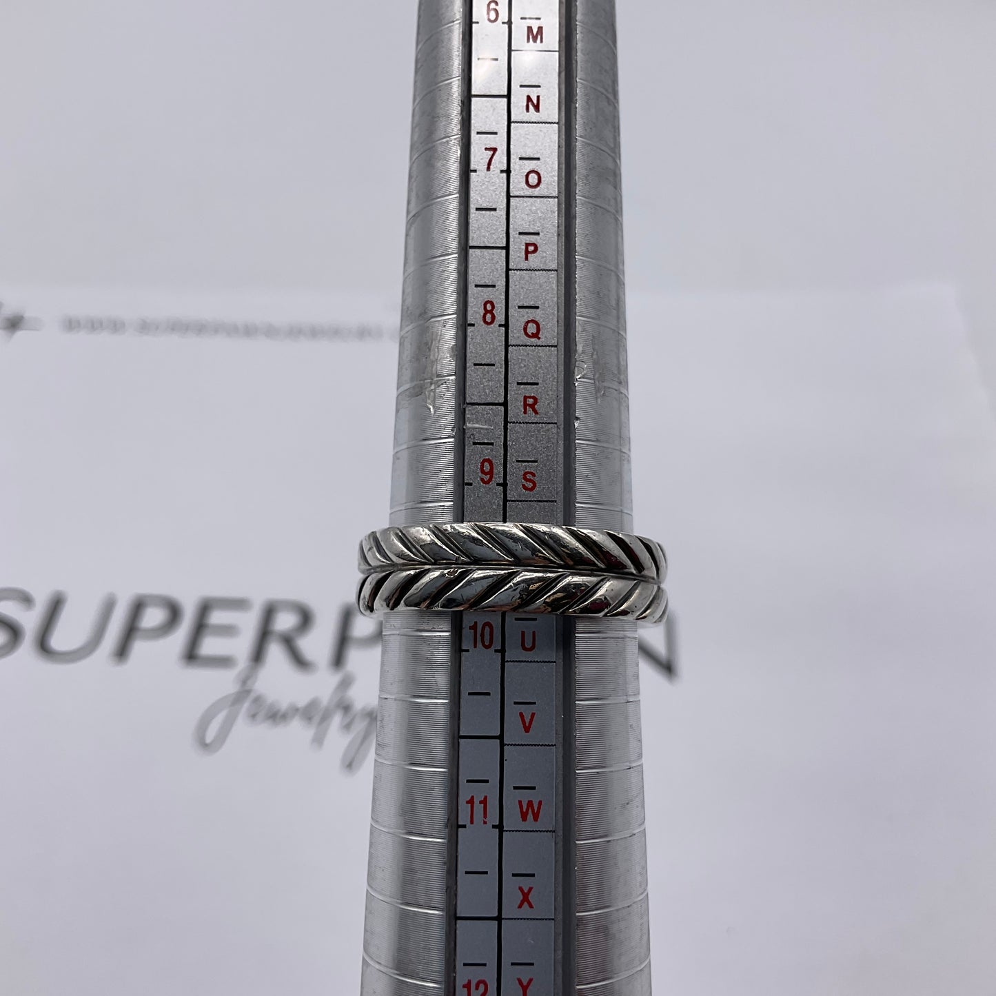 David Yurman 925 Sterling Silver Chevron 6mm Band – Size 9.5