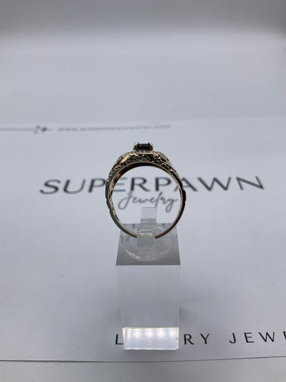 10K Yellow Gold Black Onyx & Diamond Ring – Size 11 – 6.3g