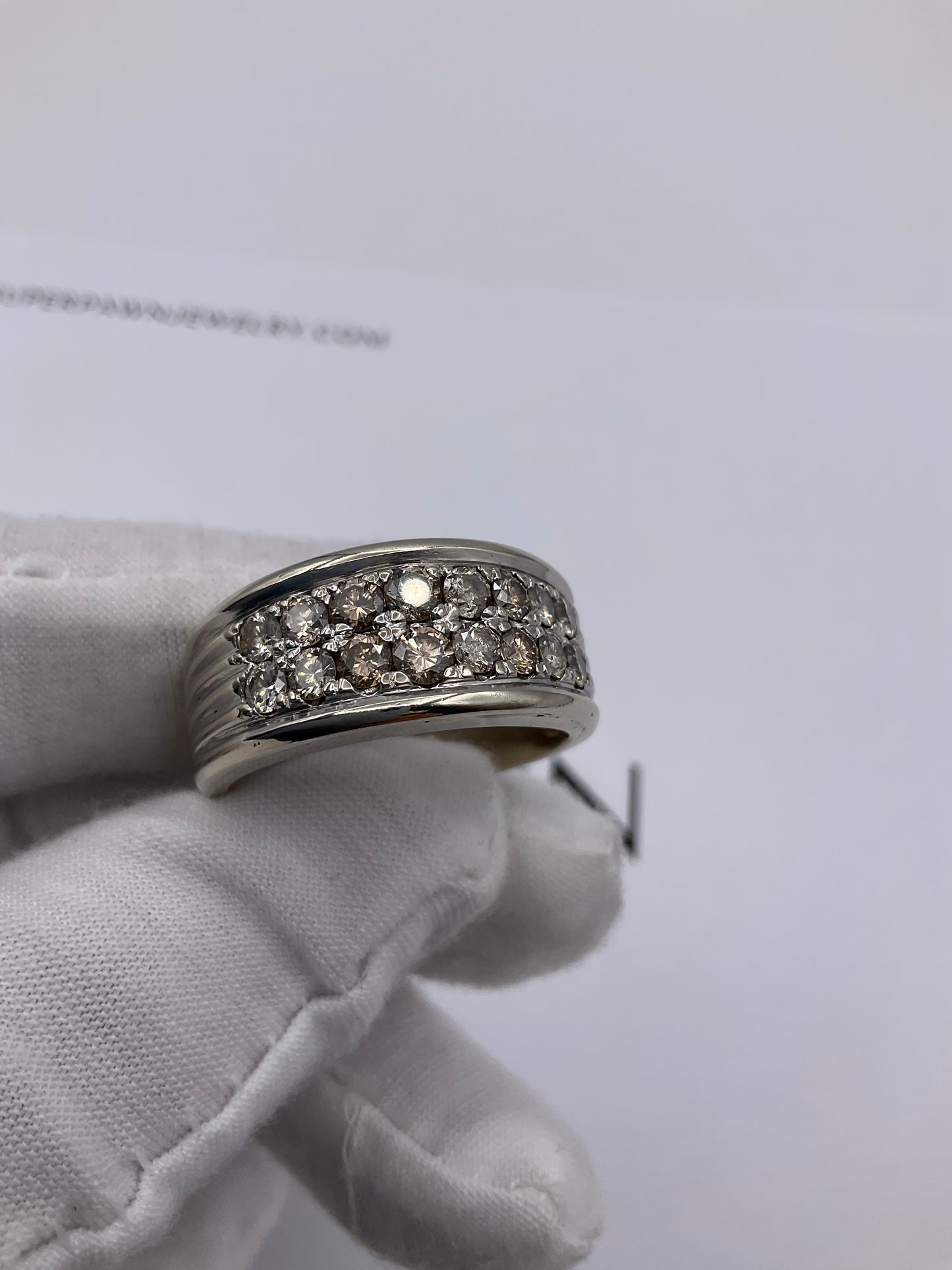 14.2g 14k White Gold Men's Diamond Band Size 14
