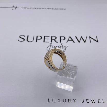 5.5g 14k Two Tone Gold Rolex Jubilee Style Men's Diamond Ring Size 9.5