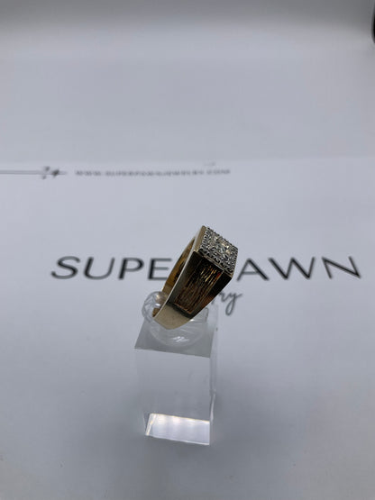 14K Yellow Gold & White Gold Diamond Cluster Ring – 6.6g – Size 11.5