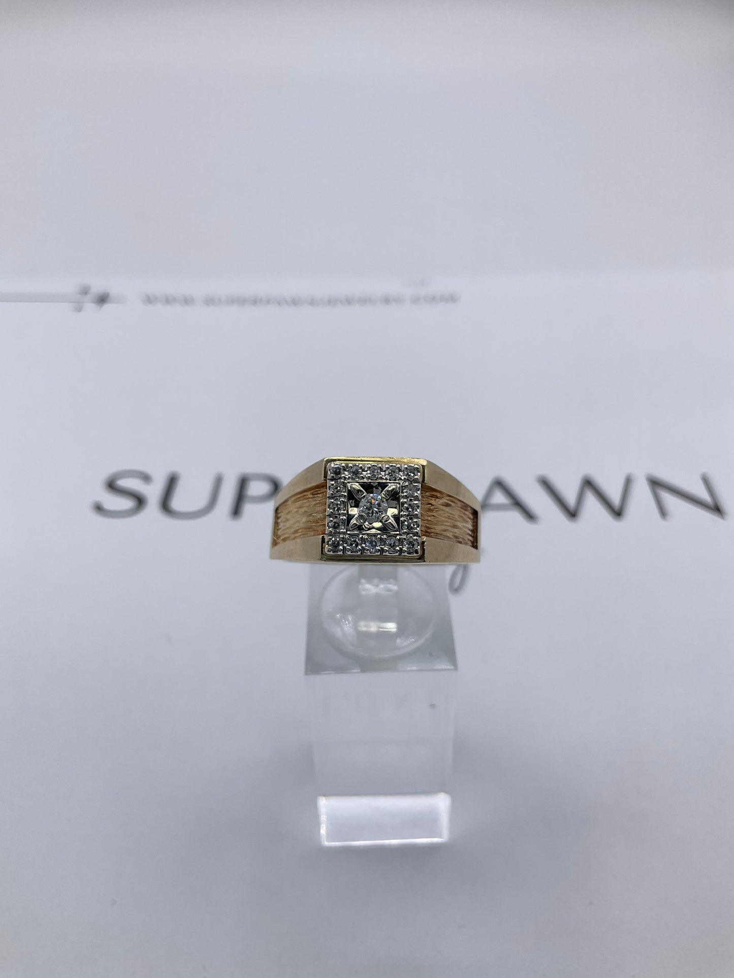 14K Yellow Gold & White Gold Diamond Cluster Ring – 6.6g – Size 11.5