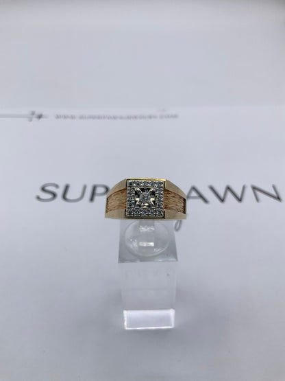 14K Yellow Gold & White Gold Diamond Cluster Ring – 6.6g – Size 11.5