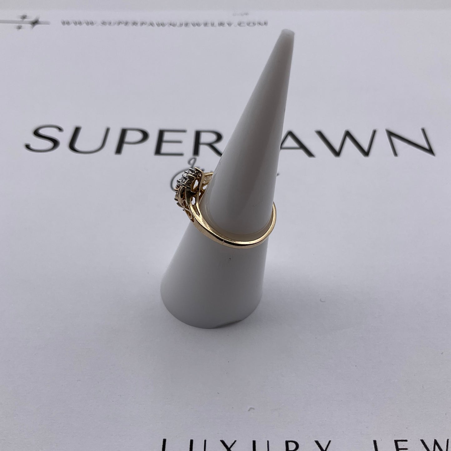 14K Yellow Gold & White Gold Diamond Cluster Ring – Size 5.5