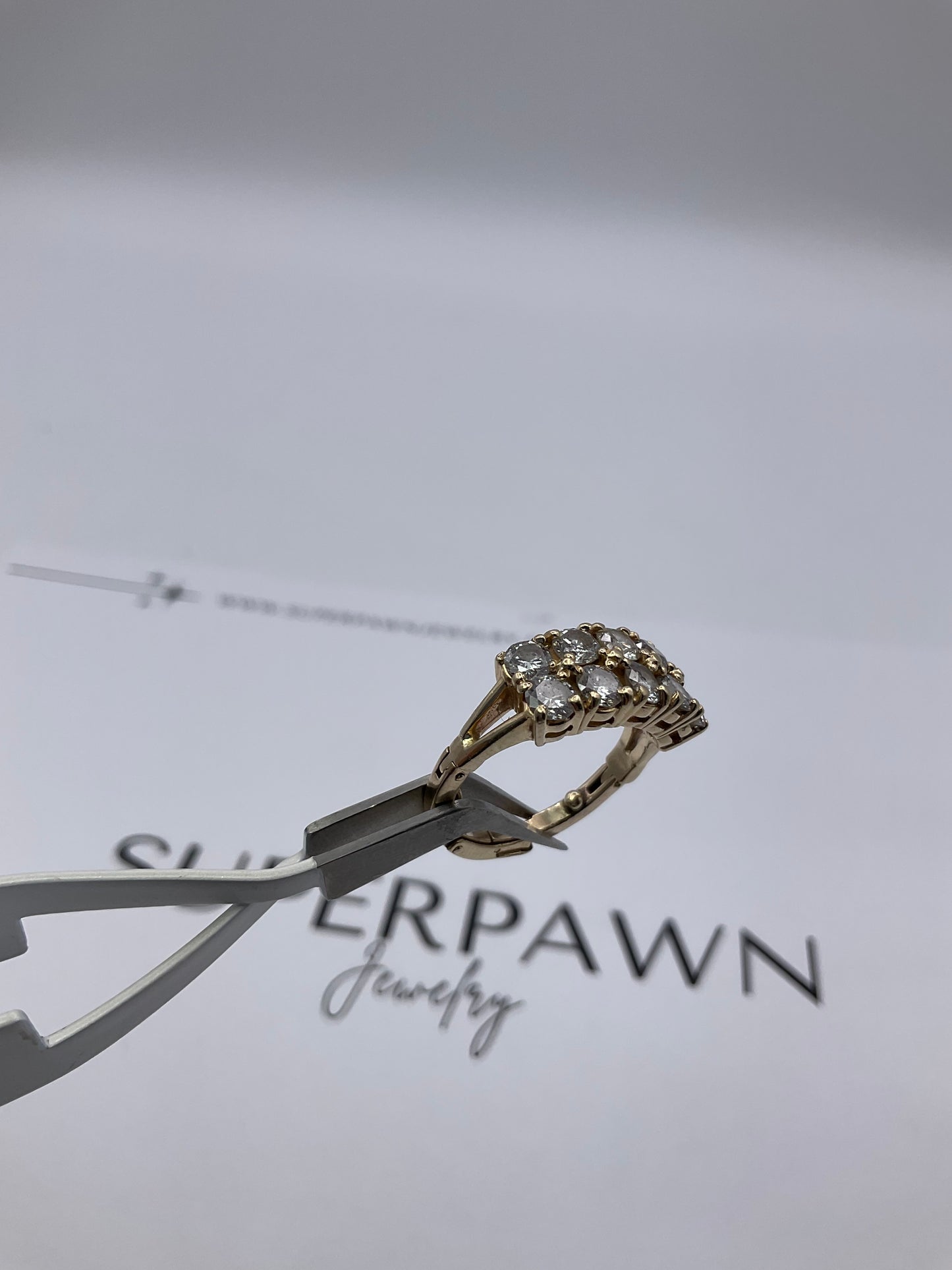 14K Yellow Gold Diamond Clasp Design Ring – Size 5.5 – 5.8g
