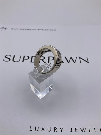 14.2g 14k White Gold Men's Diamond Band Size 14