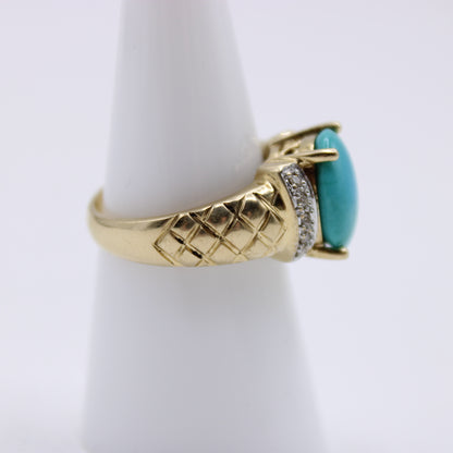 Le Vian 14K Yellow & White Gold Turquoise and Diamond Ladies Ring Size 7