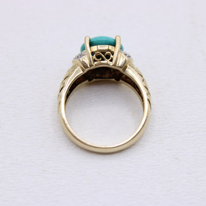 Le Vian 14K Yellow & White Gold Turquoise and Diamond Ladies Ring Size 7