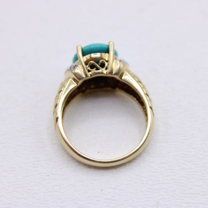 Le Vian 14K Yellow & White Gold Turquoise and Diamond Ladies Ring Size 7