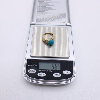 Le Vian 14K Yellow & White Gold Turquoise and Diamond Ladies Ring Size 7