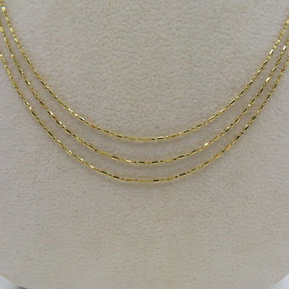 14K Yellow Gold Tri-Strand Layered Key Chain Link Necklace 17" 4.5g
