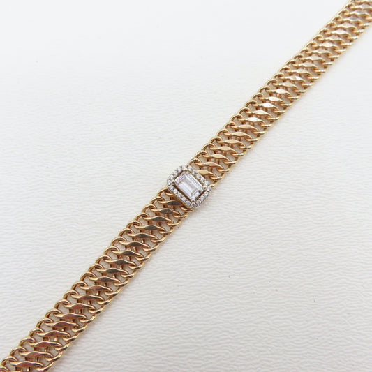 14K Rose Gold Double Curb Chain Bracelet 6-1/2" 8.4mm 5.4g