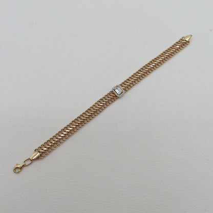 14K Rose Gold Double Curb Chain Bracelet 6-1/2" 8.4mm 5.4g