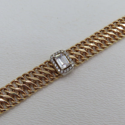 14K Rose Gold Double Curb Chain Bracelet 6-1/2" 8.4mm 5.4g