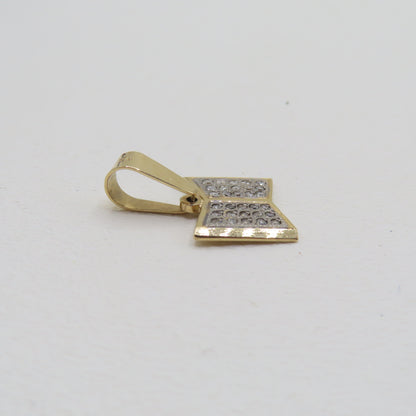 14K Two-Tone Gold Diamond Book Pendant 1" 3.5g