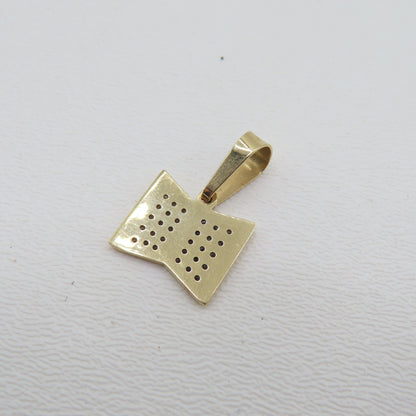 14K Two-Tone Gold Diamond Book Pendant 1" 3.5g